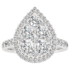 Anillo de Oro blanco de 14 quilates con racimo de peras a la luz de la luna y diamantes de 0,65 quilates