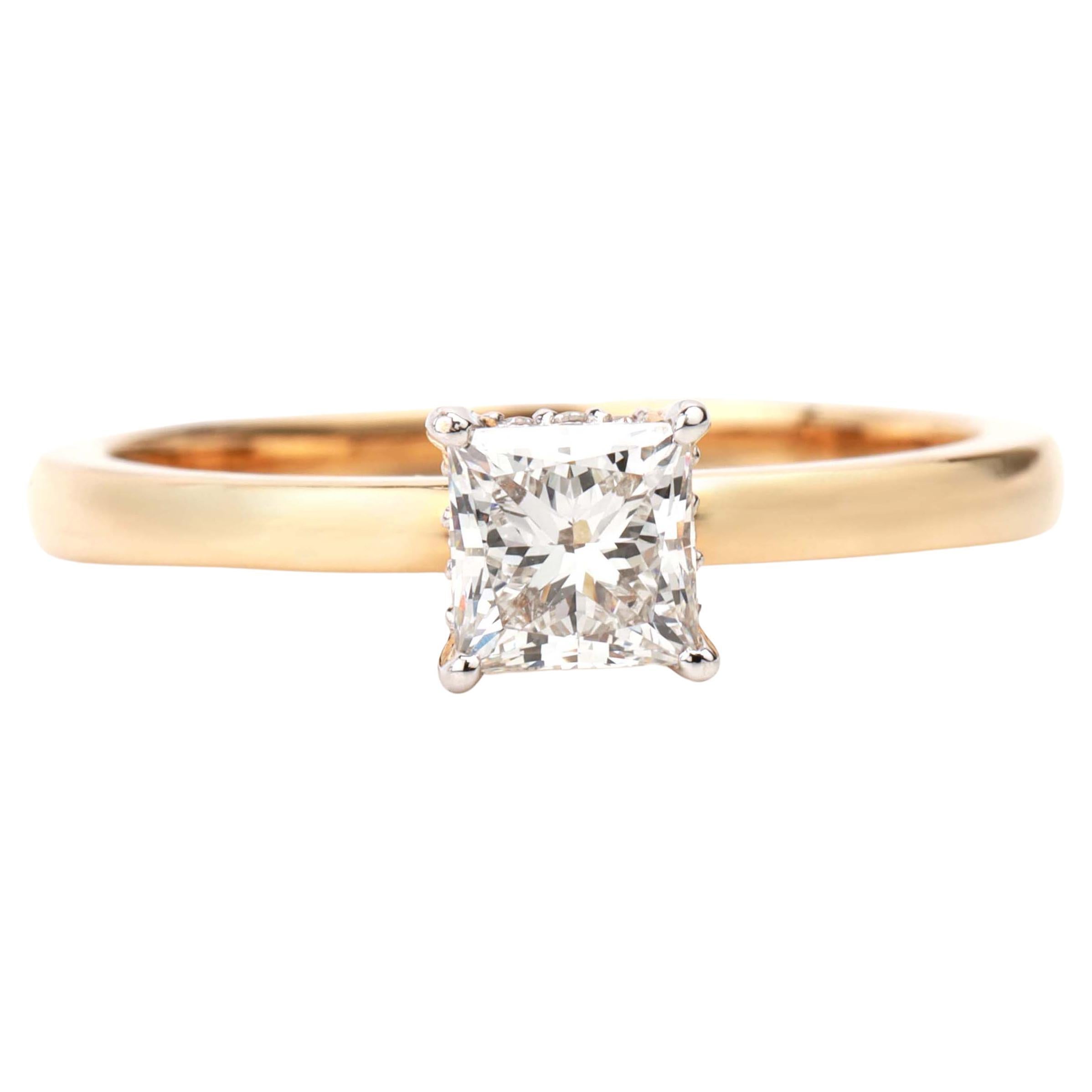GIA Report Certified 0.5 Carat G VS Princess Diamond Solitaire Engagement Ring