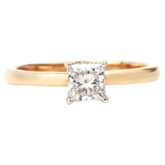 GIA Certified 0.5ct Princess-Cut Diamond Solitaire Engagement Ring in 18K Yellow