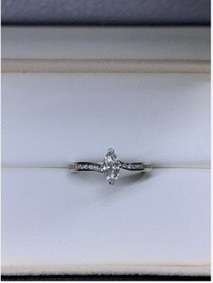 0.65ct Diamond marquise chunky solitaire engagement ring 18ct white gold