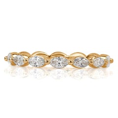 0.65ct Marquise Cut Diamond Wedding Band in 18k Champagne Yellow Gold