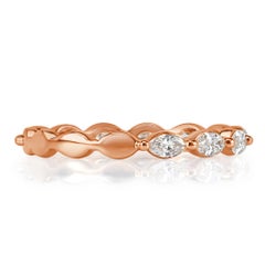 0.65ct Marquise Cut Diamond Wedding Band in 18k Rose Gold