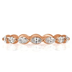 0.65ct Marquise Cut Diamond Wedding Band in 18k Rose Gold