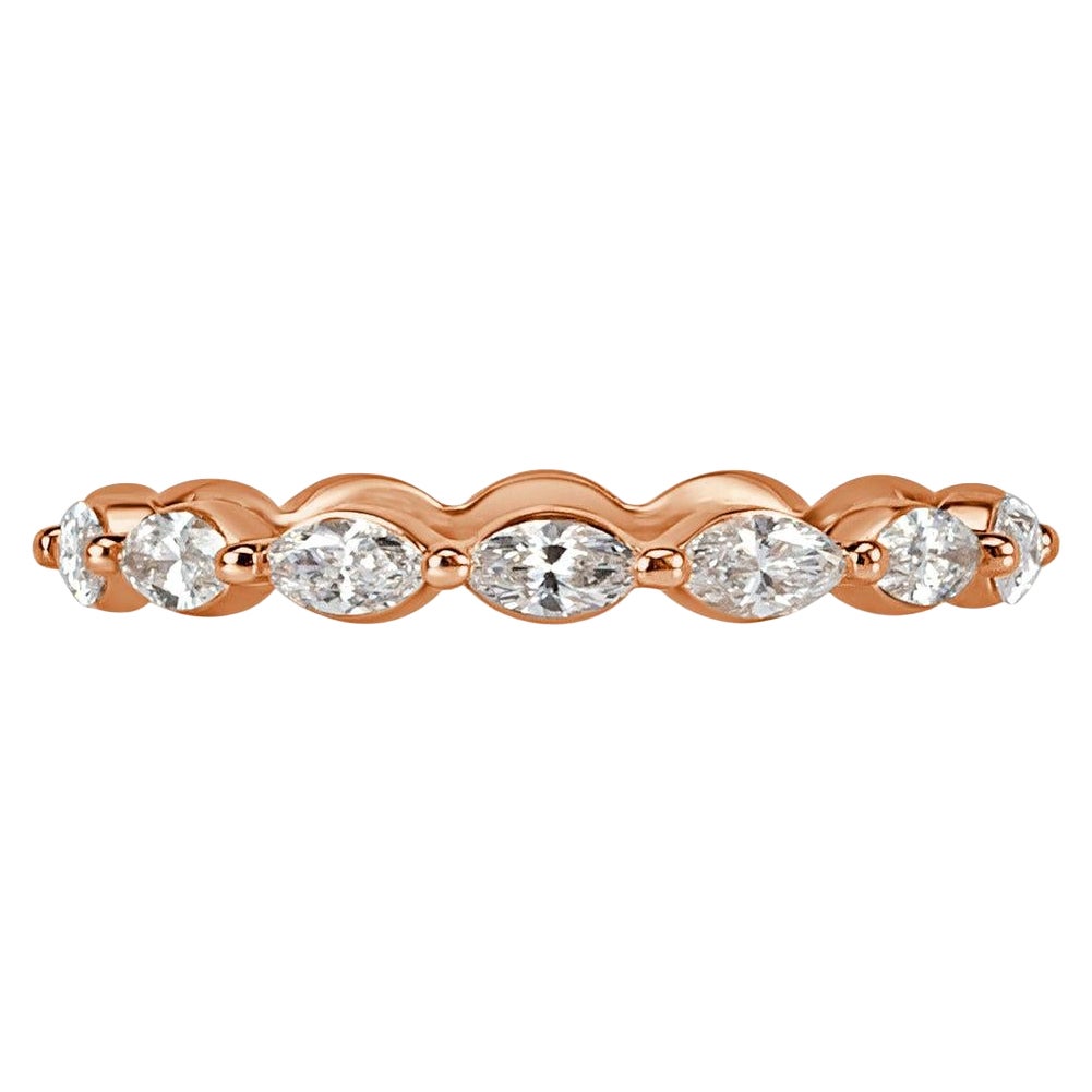 0.65ct Marquise Cut Diamond Wedding Band in 18k Rose Gold