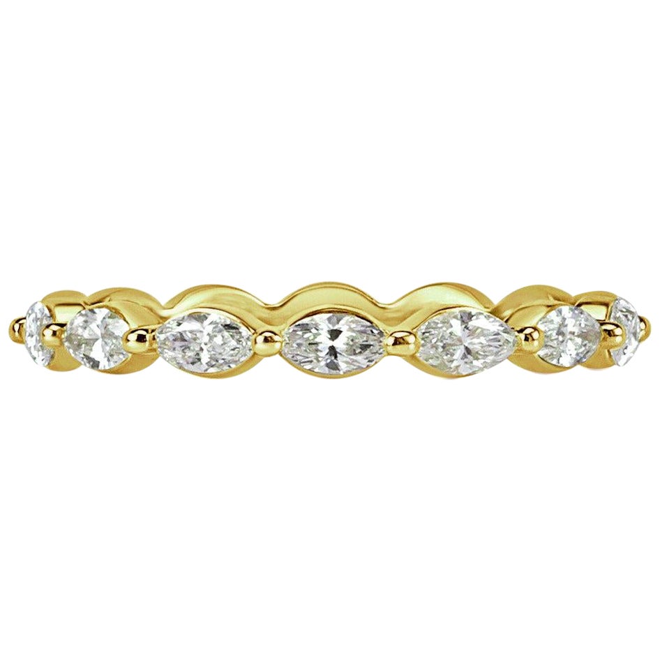 0.65ct Marquise Cut Diamond Wedding Band in 18k Yellow Gold