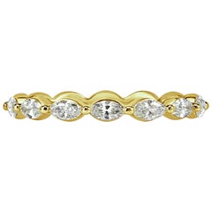 0.65ct Marquise Cut Diamond Wedding Band in 18k Yellow Gold