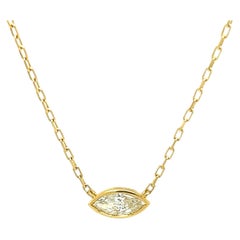 0.65ct Marquise Shape Diamond Pendant Set on Rubover Setting 18ct Yellow Gold