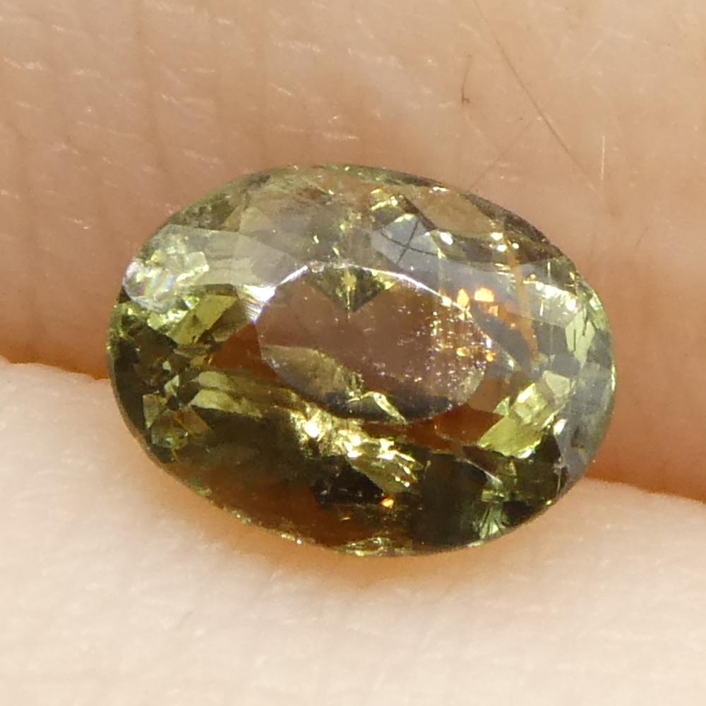 0.65ct Oval Greenish Yellow changing to Purple Alexandrite from Sri Lanka For Sale 9