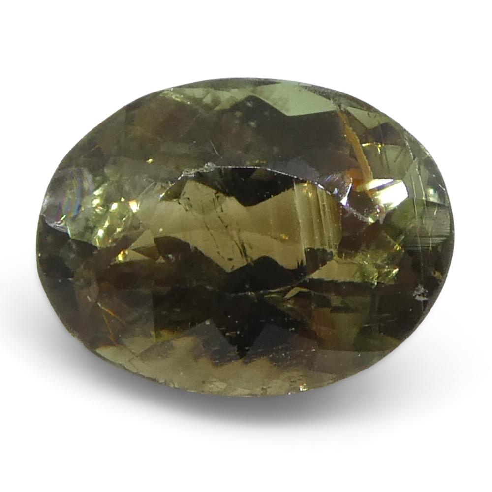 Women's or Men's 0.65ct Oval Greenish Yellow changing to Purple Alexandrite from Sri Lanka For Sale