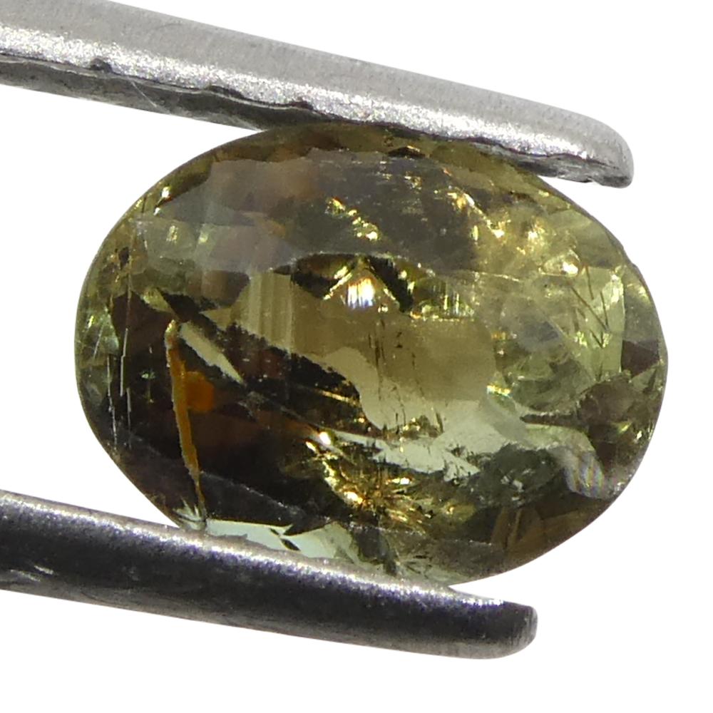 0.65ct Oval Greenish Yellow changing to Purple Alexandrite from Sri Lanka For Sale 4
