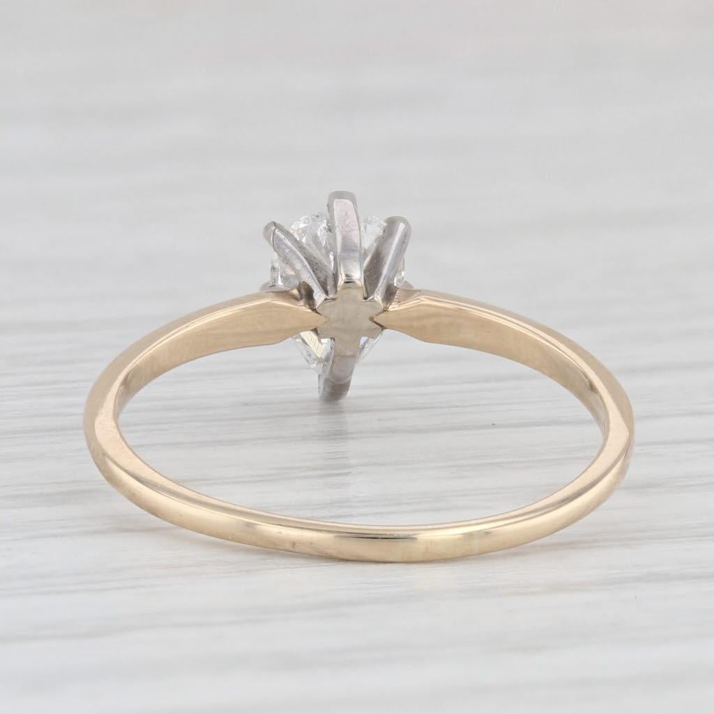 Pear Cut 0.65ct Pear Diamond Solitaire Engagement Ring 14k Gold Size 7.5 For Sale