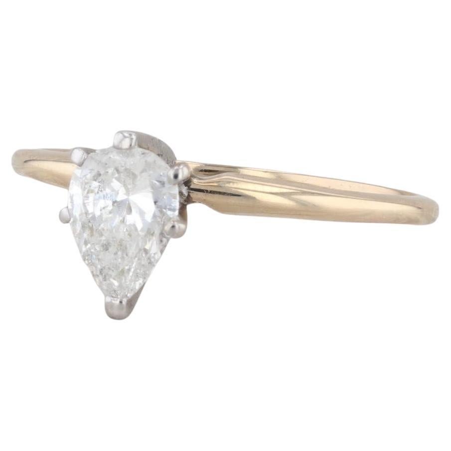 0.65ct Pear Diamond Solitaire Engagement Ring 14k Gold Size 7.5 For Sale