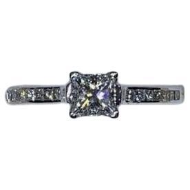 0.65ct Princess Cut Diamond Solitaire Engagement Ring 18ct White Gold