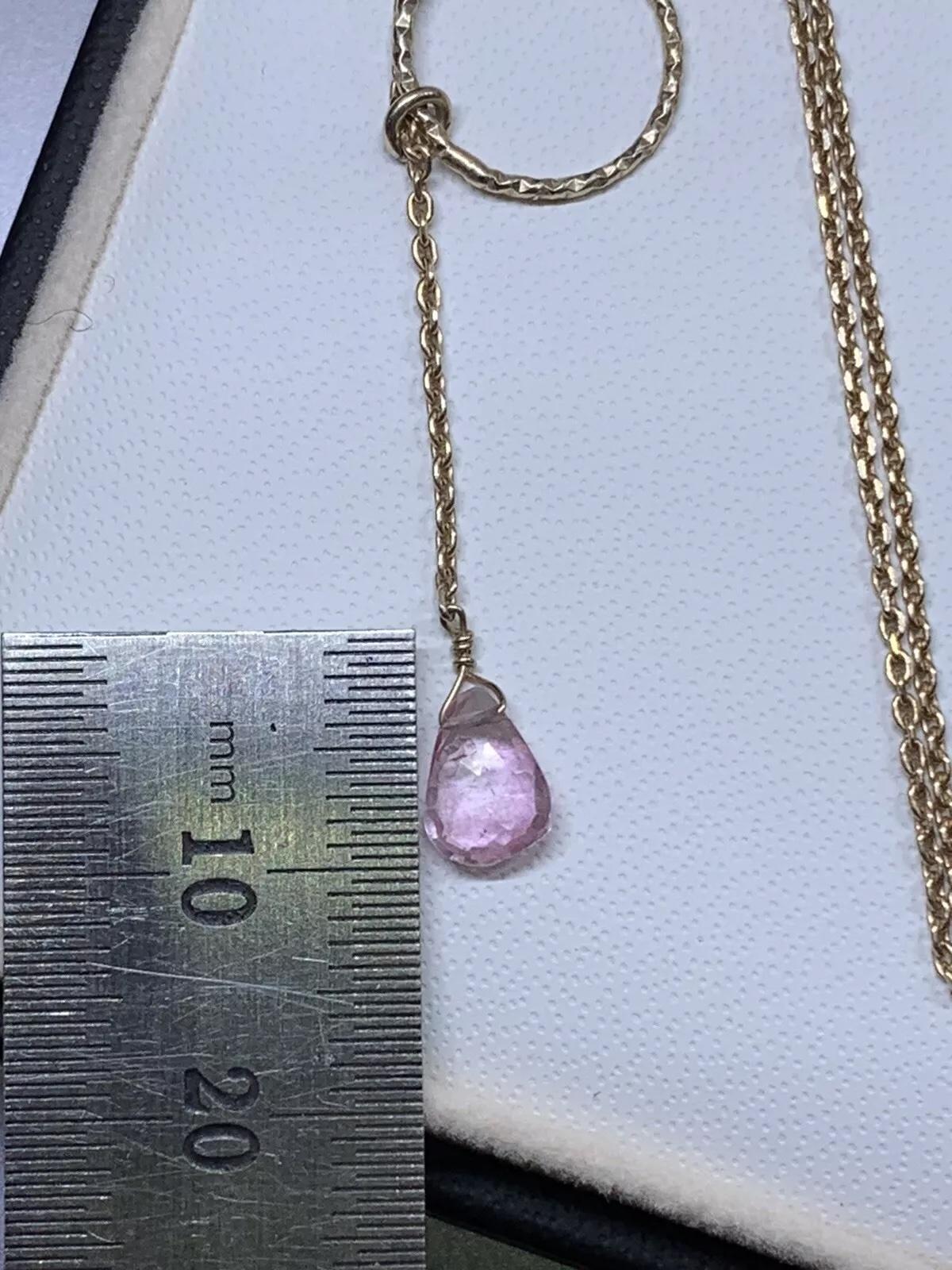 da uomo o donna Collana con ciondolo a goccia di quarzo rosa 0,65ct in argento sterling 20n pollici in vendita