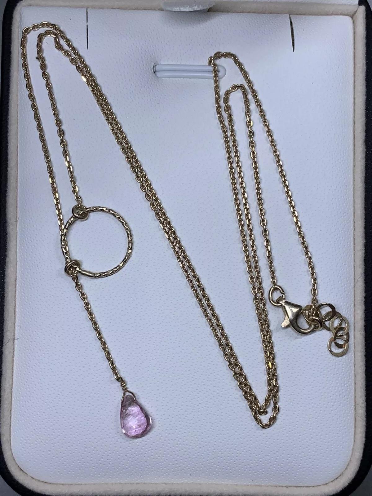 Collana con ciondolo a goccia di quarzo rosa 0,65ct in argento sterling 20n pollici in vendita 1