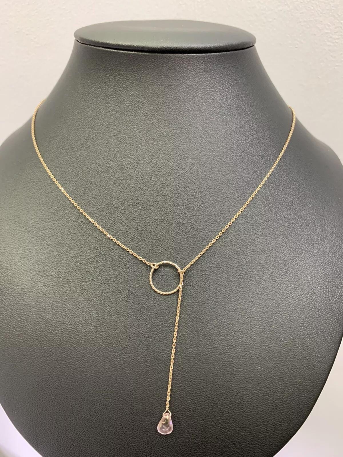 Collana con ciondolo a goccia di quarzo rosa 0,65ct in argento sterling 20n pollici in vendita 2