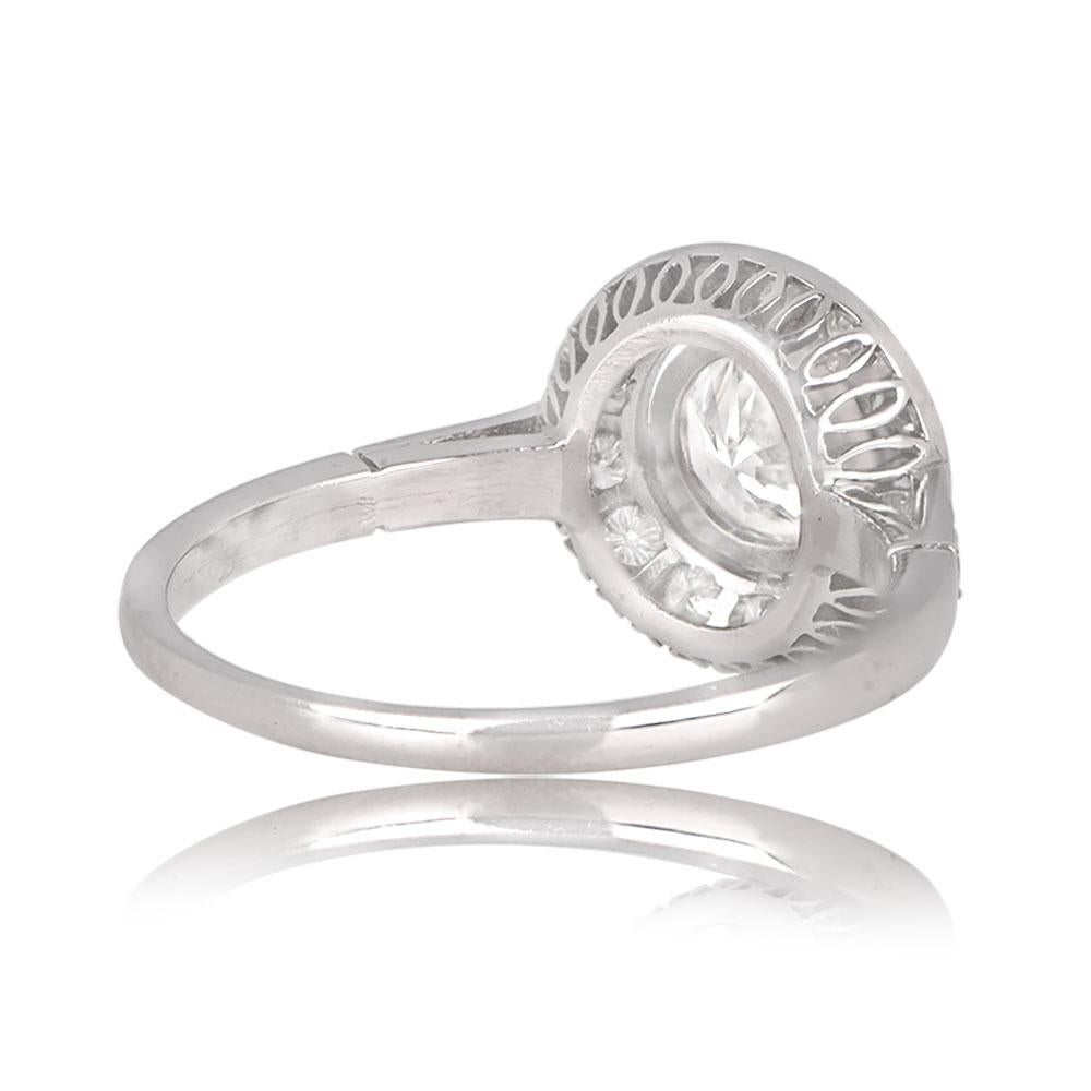 Round Cut 0.65ct Round Brilliant Cut Diamond Engagement Ring, Diamond Halo, Platinum For Sale