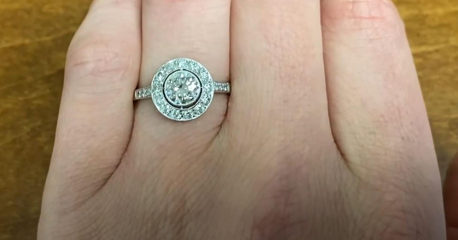 0.65ct Round Brilliant Cut Diamond Engagement Ring, Diamond Halo, Platinum For Sale 3