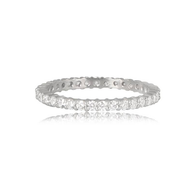 Art Deco 0.65ct Round Brilliant Cut Diamond Eternity Band Ring, Platinum For Sale