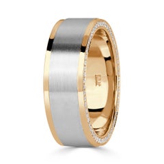 0.65ct Round Brilliant Cut Diamond Men's Two Toned Wedding Band in 18k White