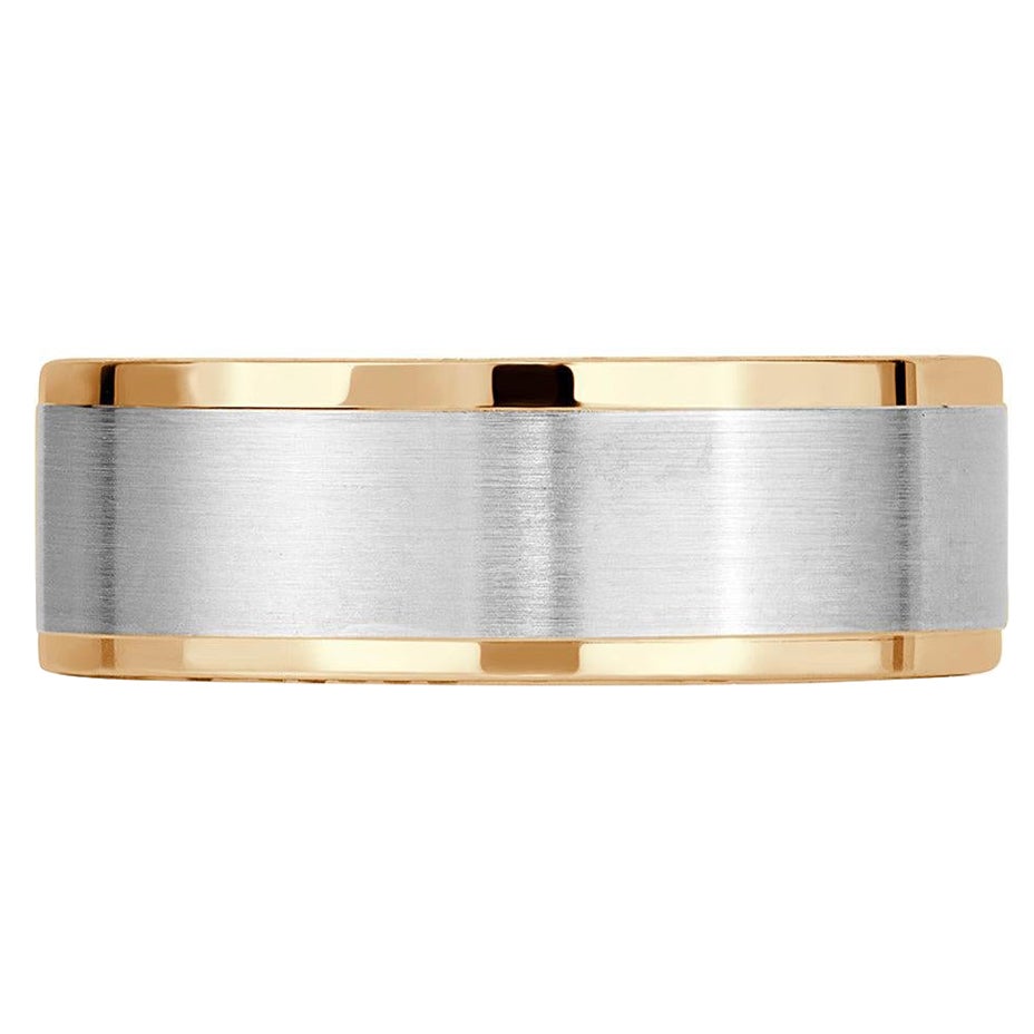 0,65ct Runde Brillantschliff Diamant Herren zwei getönten Hochzeit Band in 18k weiß im Angebot