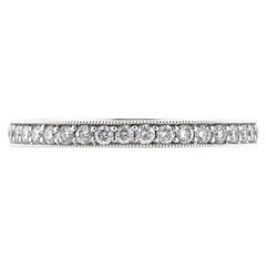0.65ct Round Brilliant Cut Diamond Milgrain Wedding Band in 18k White Gold