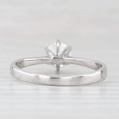 0.65ct Round Diamond Solitaire Engagement Ring 14k White Gold Size 8.25