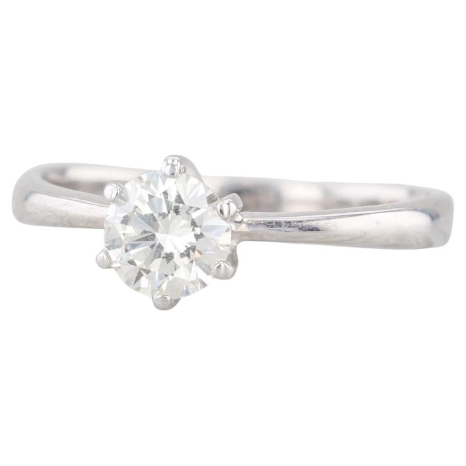 0,65ct Runde Diamant Solitär Verlobungsring 14k Weißgold Größe 8,25