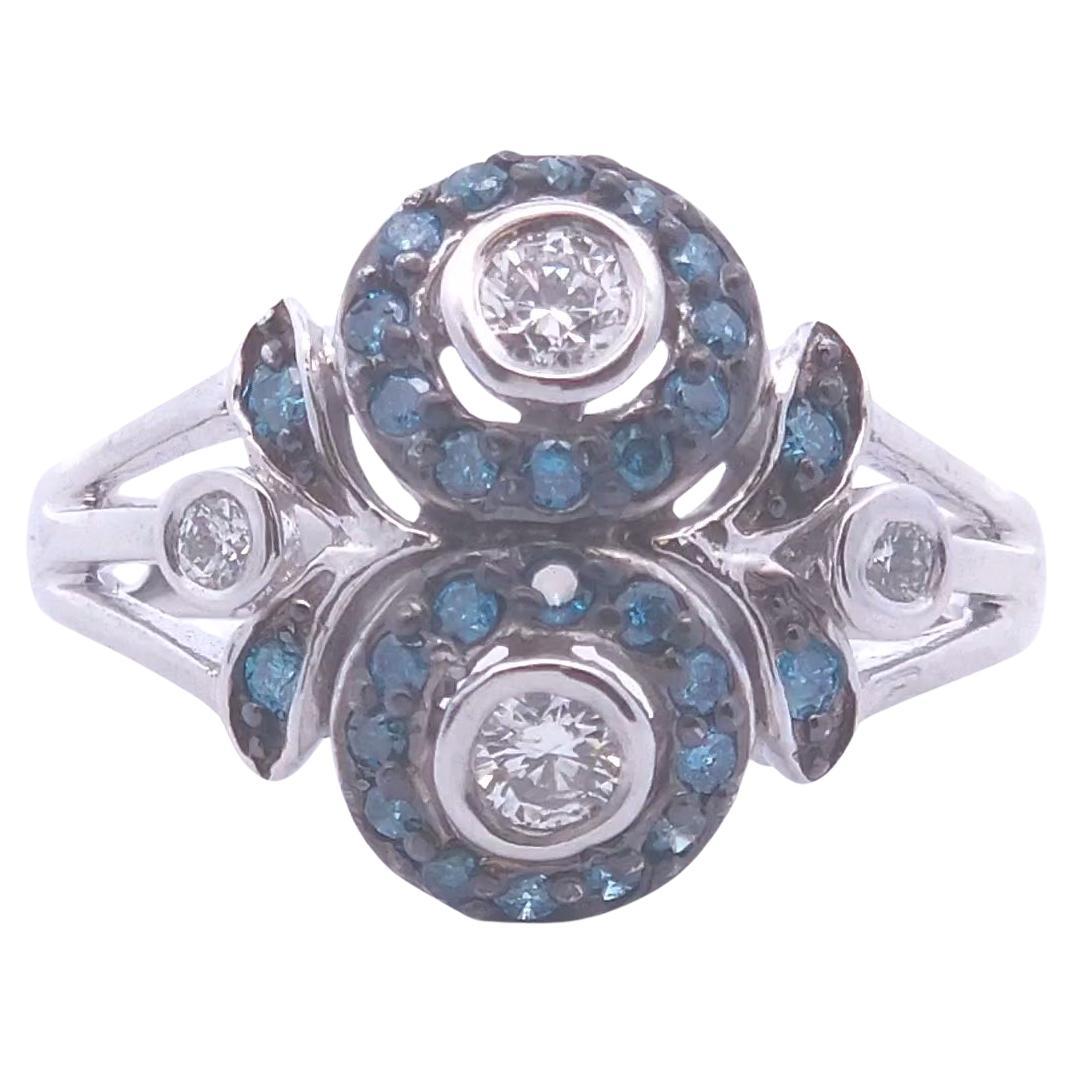 5/8ct Round Enhanced Blue Diamond Ring in 14k Gold For Sale at 1stDibs