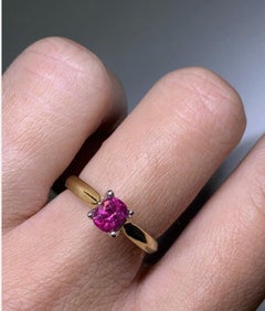 0.65ct Ruby Burma Solitaire Engagement Ring 18ct Yellow Gold