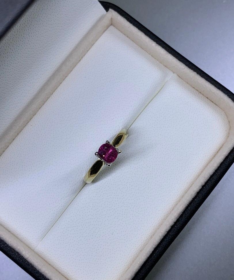Art Deco 0.65ct Ruby Burma Solitaire Engagement Ring 18ct Yellow Gold For Sale