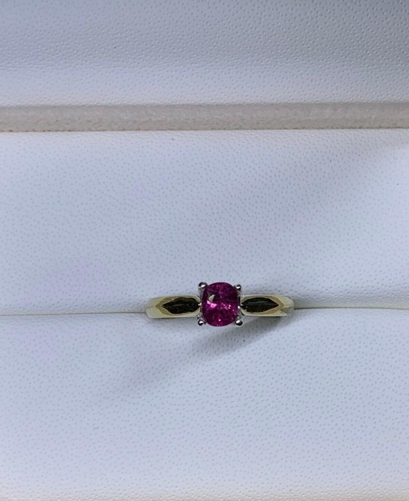0.65ct Ruby Burma Solitaire Engagement Ring 18ct Yellow Gold For Sale 1