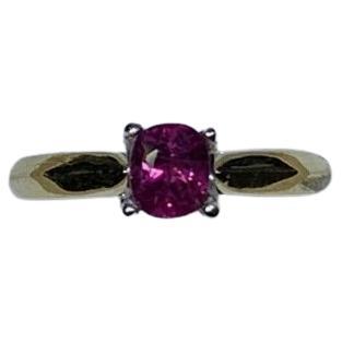 0.65ct Ruby Burma Solitaire Engagement Ring 18ct Yellow Gold For Sale