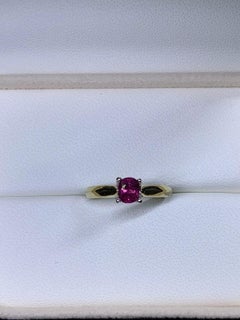 0.65ct Ruby Burma Solitaire Engagement Ring 18ct Yellow Gold