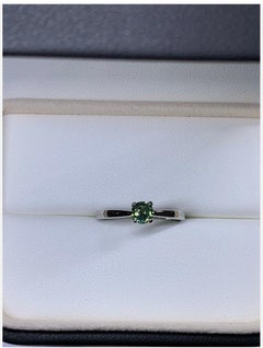 0.65ct Teal Sapphire Solitaire Engagement Ring In 18ct White Gold