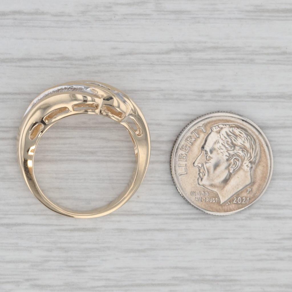 Anello bypass con baguette da 0,65 carati in oro giallo 14k, misura 7,25 in vendita 3