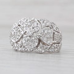 0.65ctw Anillo Corazones Racimo de Diamantes Oro Blanco 14k Talla 6 Cocktail