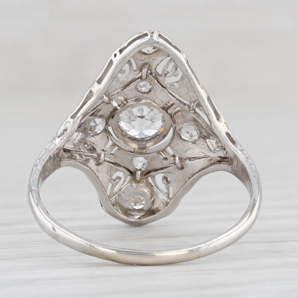 Women's 0.65ctw Diamond Filigree Art Deco Ring Platinum Size 7.75 For Sale