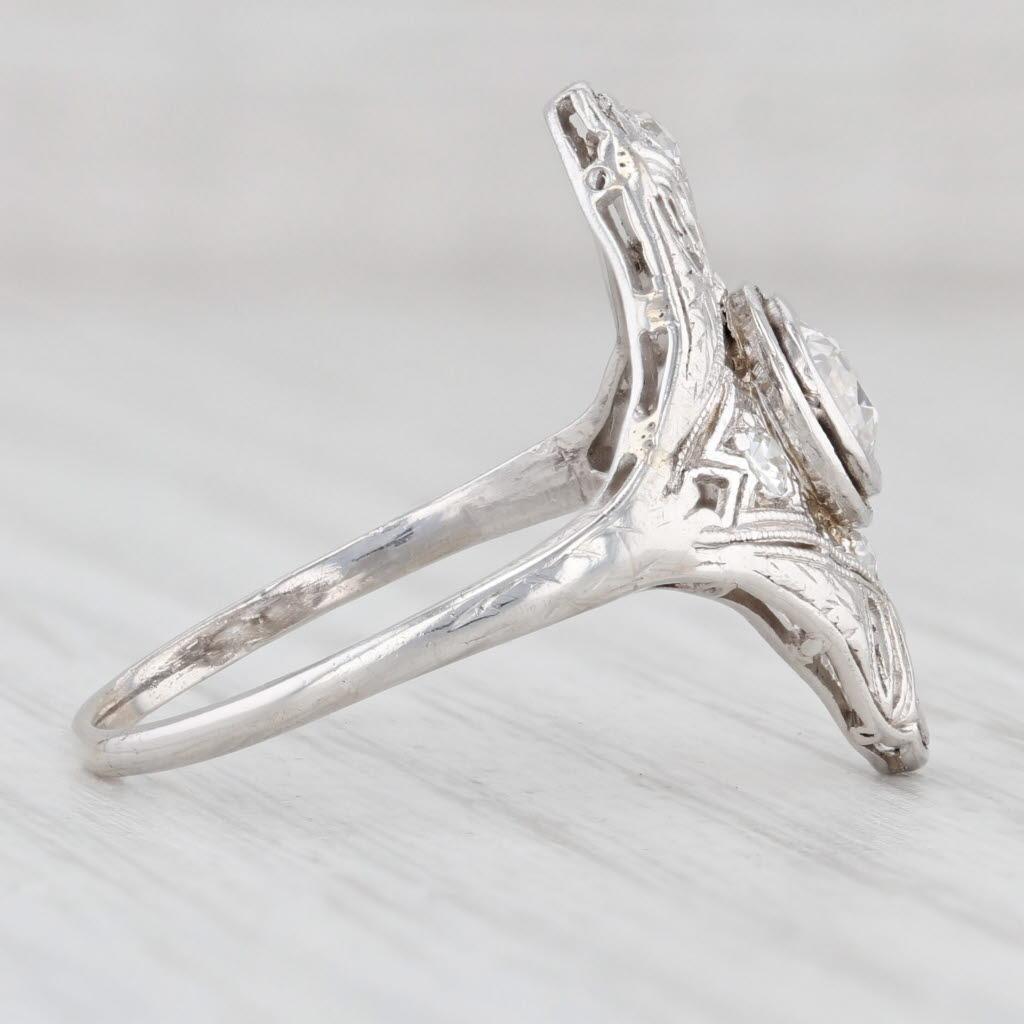 0.65ctw Diamond Filigree Art Deco Ring Platinum Size 7.75 For Sale 1