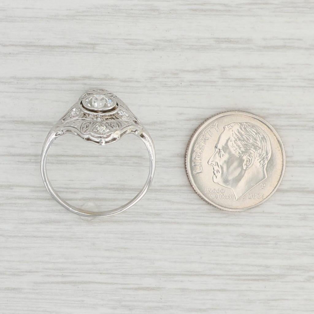 0.65ctw Diamond Filigree Art Deco Ring Platinum Size 7.75 For Sale 2