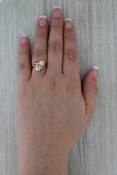 0.65ctw Diamond Flower Bypass Ring 14k Yellow Gold Size 5.5