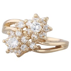 0.65ctw Diamond Flower Bypass Ring 14k Yellow Gold Size 5.5