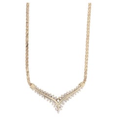 0.65ctw Diamond V Necklace 14k Yellow Gold 16.75" Woven Chain