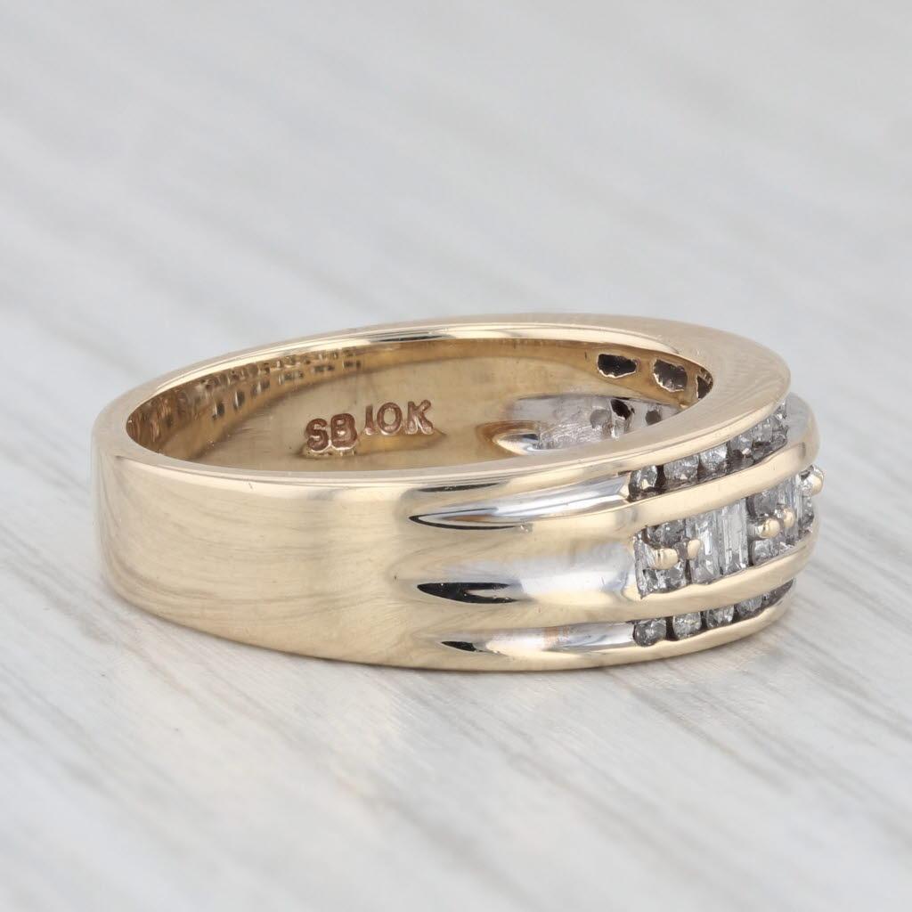Round Cut 0.65ctw Diamond Wedding Band 10k Yellow Gold Size 7 Anniversary Ring