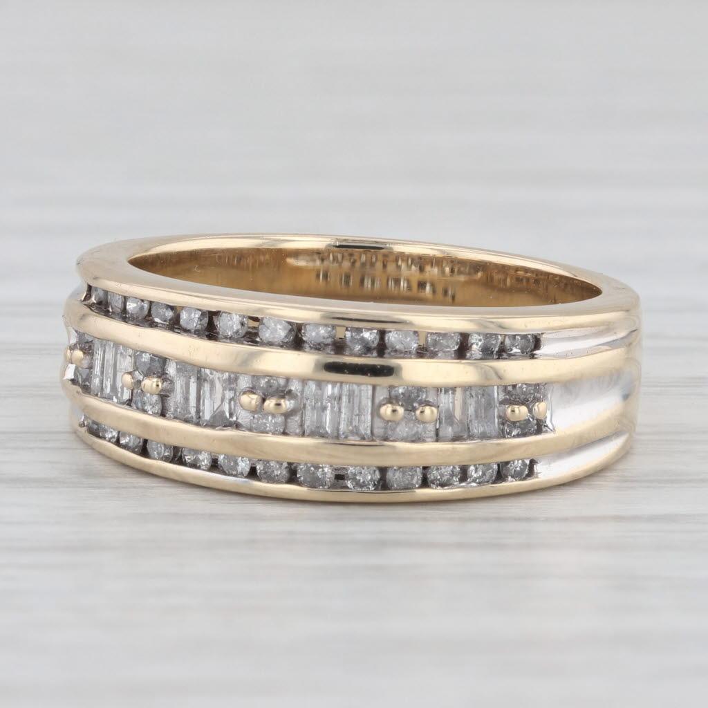 0.65ctw Diamond Wedding Band 10k Yellow Gold Size 7 Anniversary Ring In Good Condition In McLeansville, NC