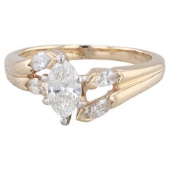 0.65ctw Marquise Diamond Bypass Engagement Ring 14k Yellow Gold Size 5.5