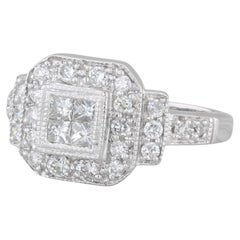 0,65 Karat Prinzessin-Diamant-Verlobungsring 14k Weißgold Größe 6,25