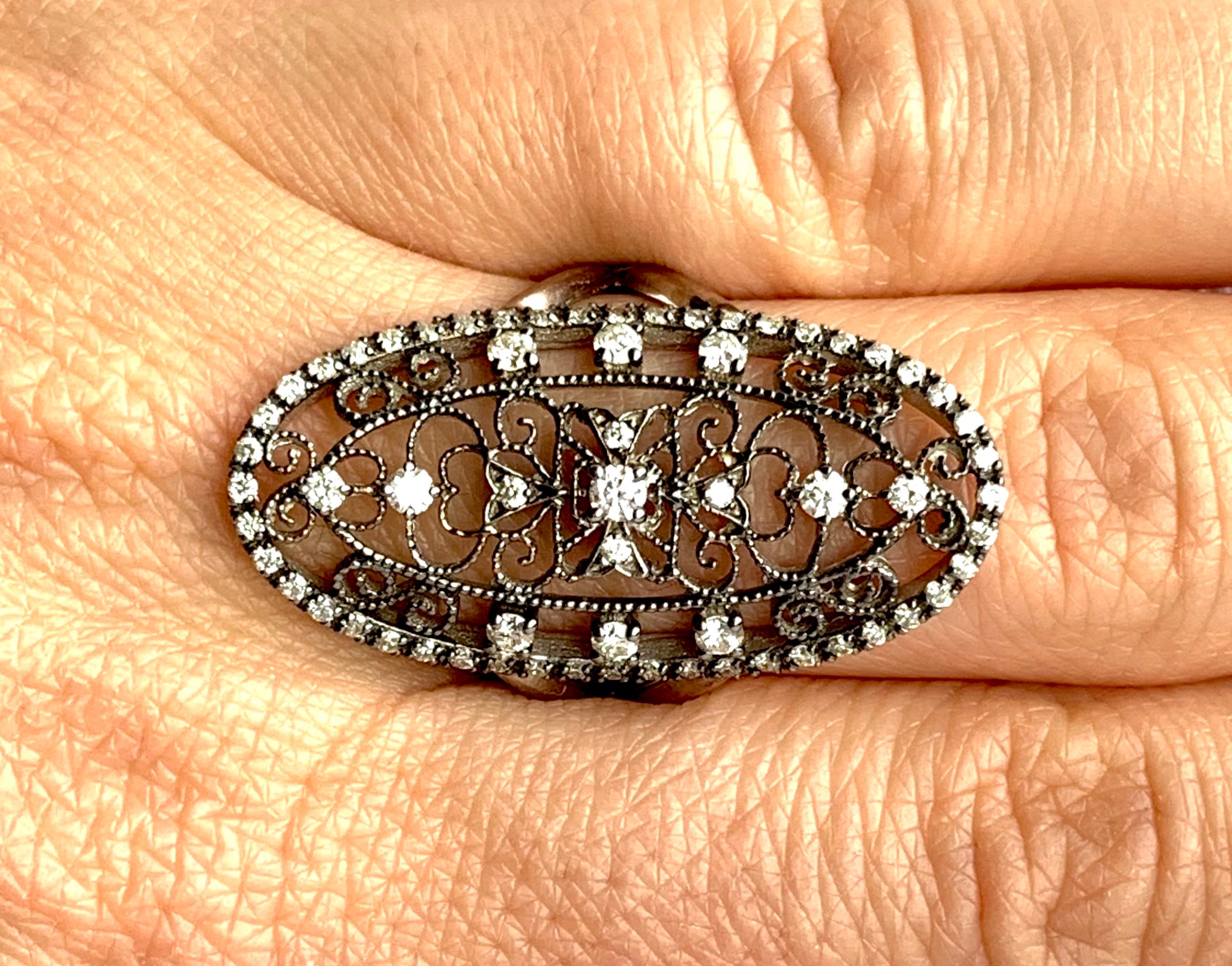 0.66 Carat Art Deco Vintage Inspired Diamond Ring In New Condition In GREAT NECK, NY