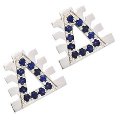 0.66 Carat Blue Sapphire 18k White Gold Stud Earrings