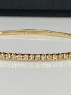 0,66 Karat Brillant Rundschliff Diamant Gelbgold Armreif Armband in 14K